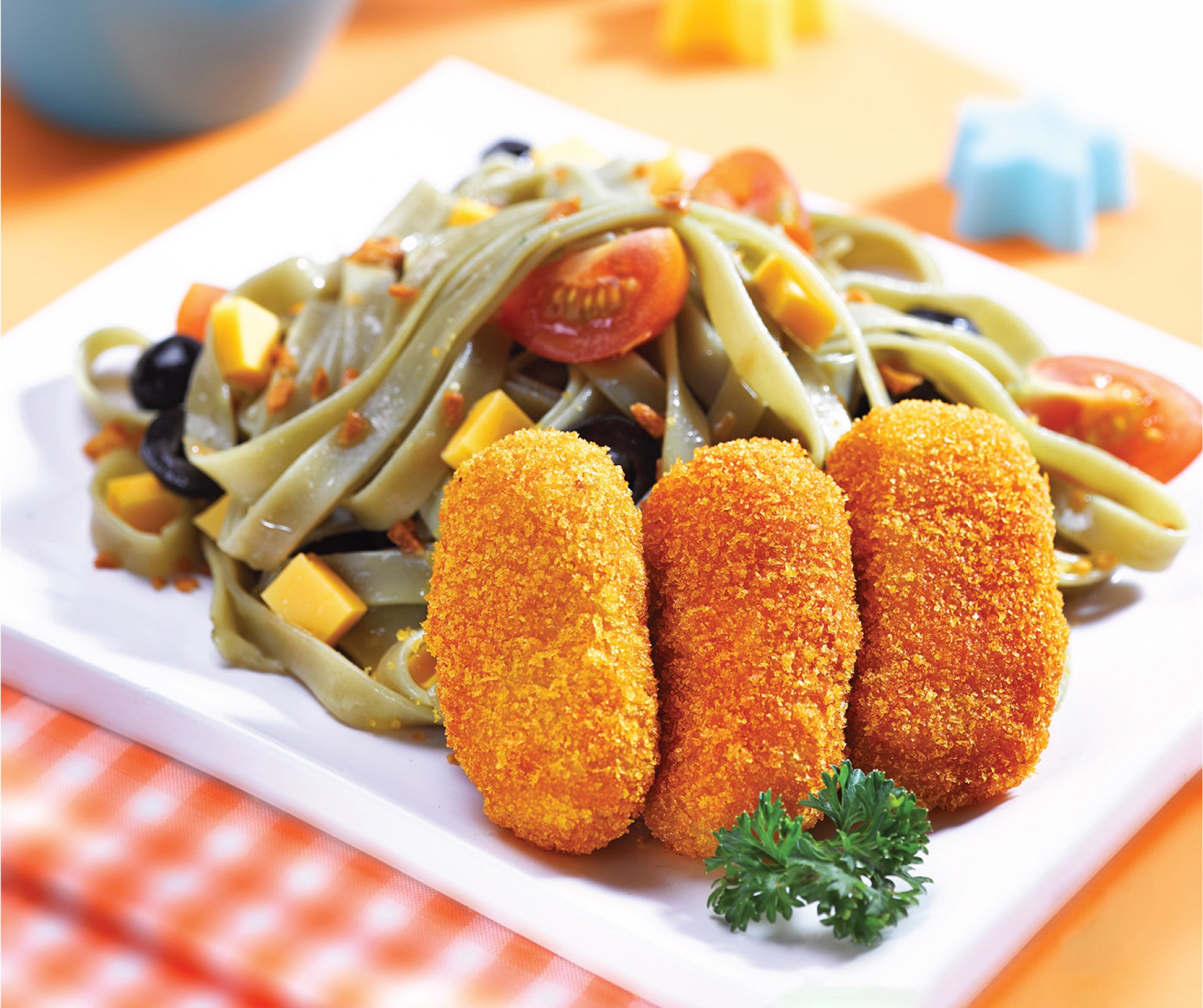 image Basil & Oil Fettucini With So Good Chicken Nugget